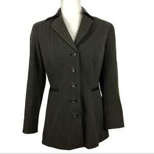 Vintage Jenne Maag Equestrian Wool Blend Blazer with Leather Trim Small